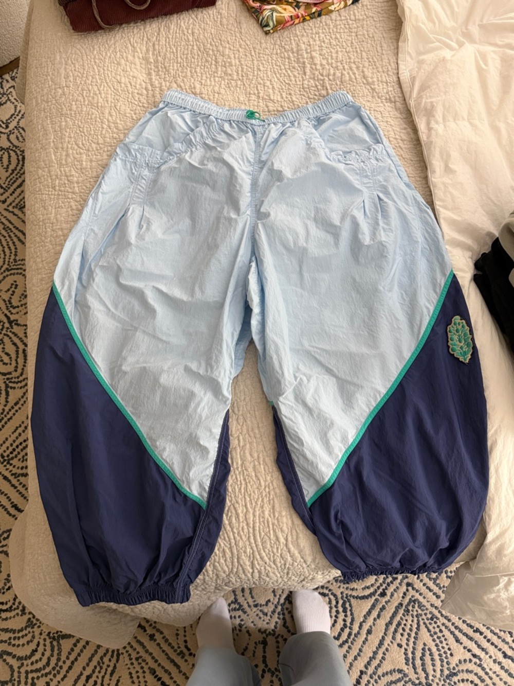 FP Movement Light Blue and Navy Colorblock Windbreaker Pants